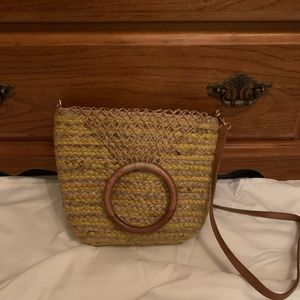 Nicole Miller straw bag with handles & straps 12x8x4 new with liner in purse